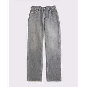 Abercrombie & Fitch 90s Ultra High Rise Wide Leg Jeans Washed Grey Denim Size 24